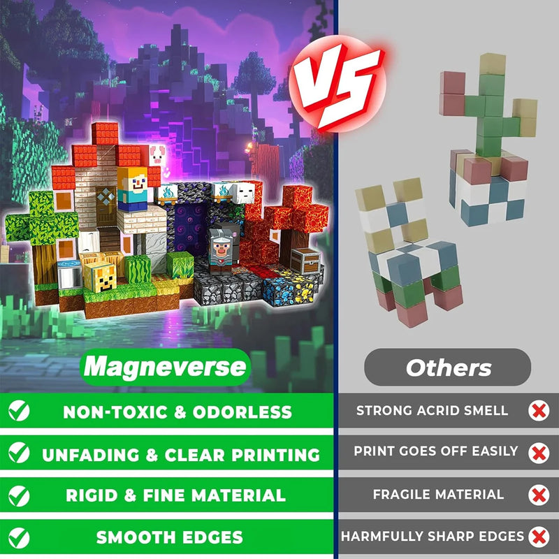 Magnetic Building Block Bricks Toy Mine Stacking World Creativity Model Set DIY Educational STEM Kids Holiday for Boy Girls Gift