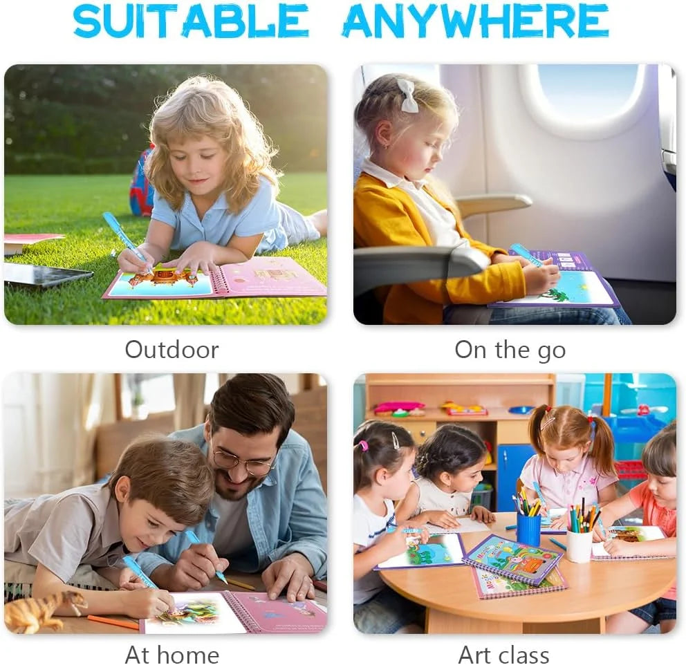 Reusable Magic Water Drawing Book with Refillable Pen