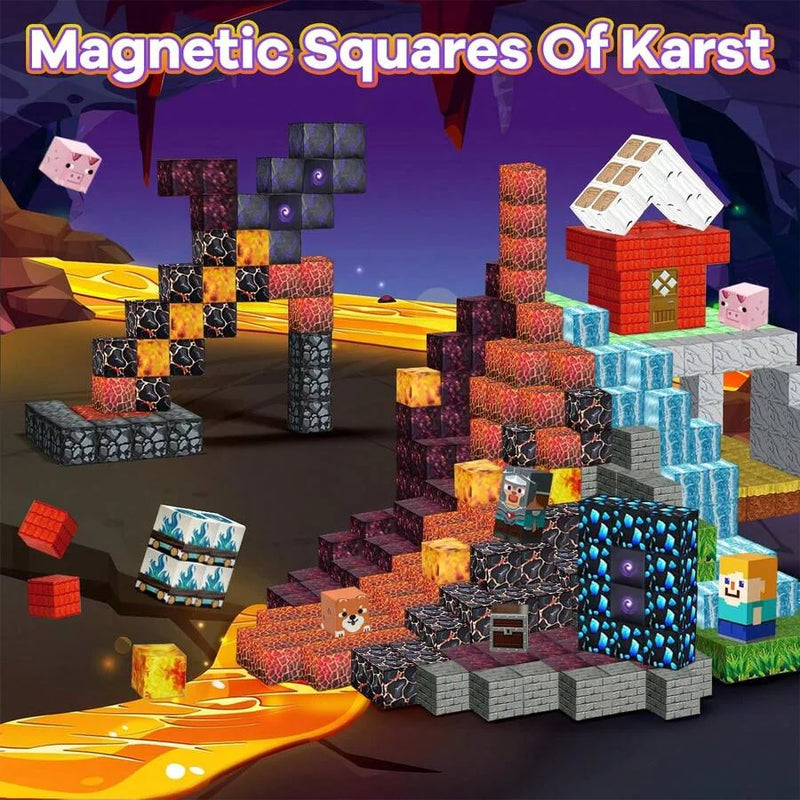 Magnetic Building Block Bricks Toy Mine Stacking World Creativity Model Set DIY Educational STEM Kids Holiday for Boy Girls Gift