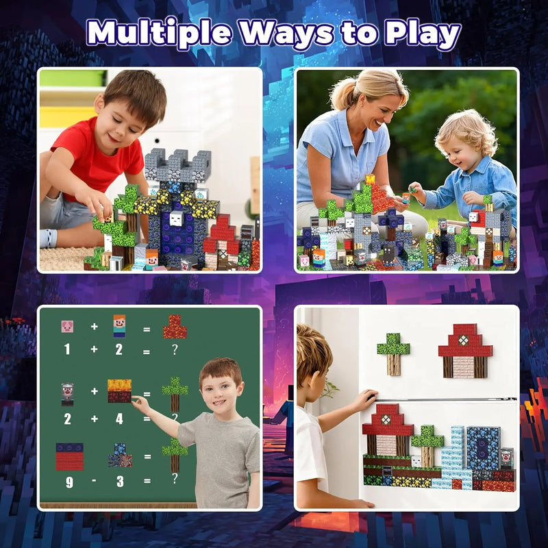 Magnetic Building Block Bricks Toy Mine Stacking World Creativity Model Set DIY Educational STEM Kids Holiday for Boy Girls Gift