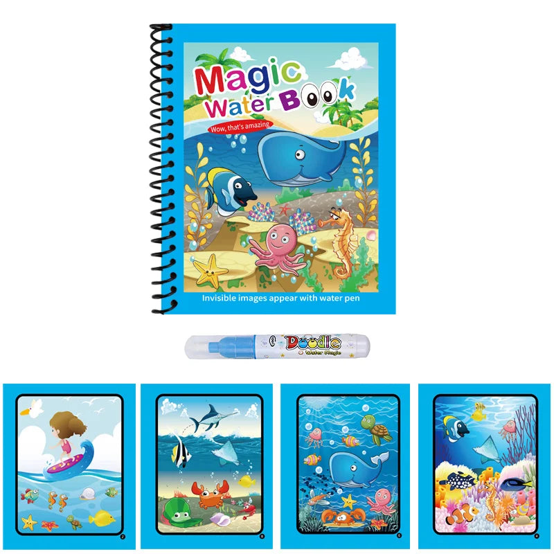 Reusable Magic Water Drawing Book with Refillable Pen
