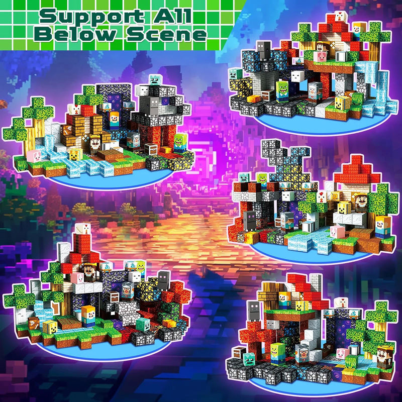 Magnetic Building Block Bricks Toy Mine Stacking World Creativity Model Set DIY Educational STEM Kids Holiday for Boy Girls Gift