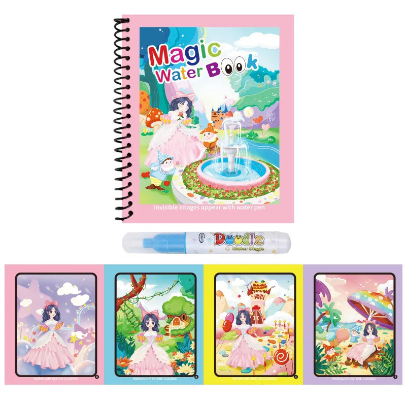 Reusable Magic Water Drawing Book with Refillable Pen