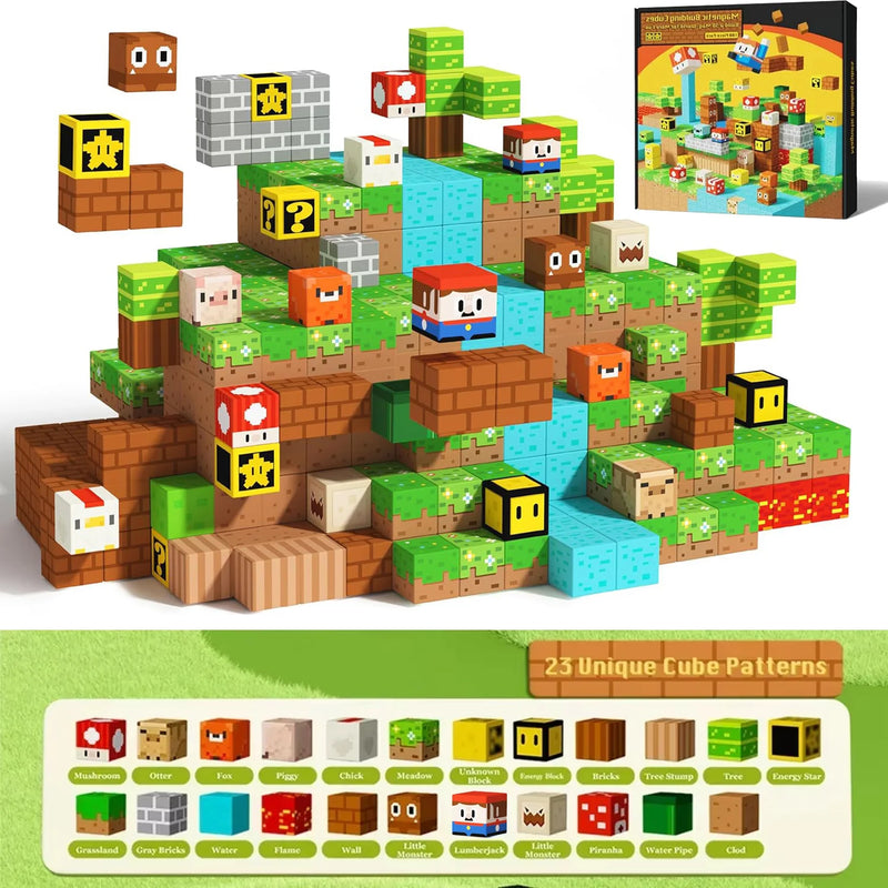 Super Magnetic Blocks Toys for Boys Girls 3+ Build Mine World Magnet Building Brick Cubes STEM Game Sensory Gift Set for Kids