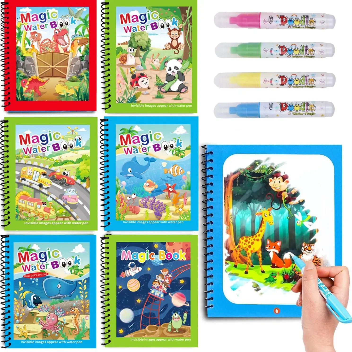 Reusable Magic Water Drawing Book with Refillable Pen